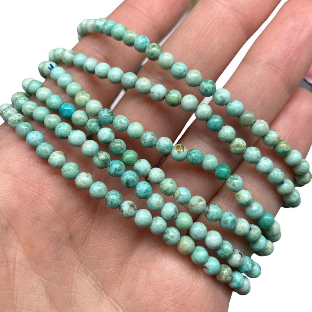 4mm Natural Turquoise Beaded Stretch Bracelet Boho Western Blue Genuine Beads - Picture 6 of 8